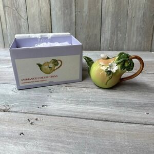 AMBIANCE COLLECTIONS - "Pear" Hand painted Figural Teapot - Original Box EUC